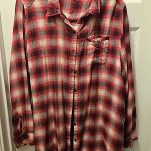 Boston Traders Red and White Plaid Button-Down Shirt